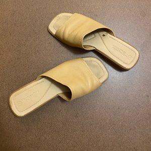 SOLD - Tan leather slides